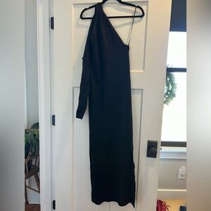 Mango One-Shoulder Black Dress